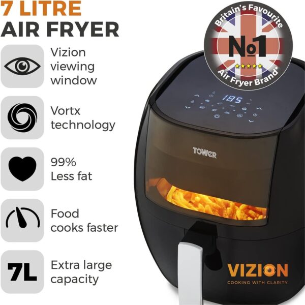 Tower Vortx Vizion Digital Air Fryer 7L with Rapid Air Circulation - Image 2