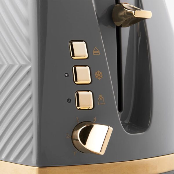 Russell Hobbs Groove Grey 2 Slice 850W Toaster - Image 2