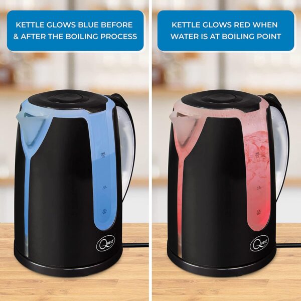 Quest Dual LED Illuminated Kettle - 1.7Ltr Black - Image 4