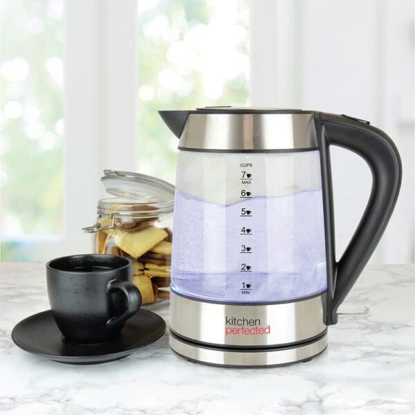 KitchenPerfected Eco-Friendly 1.7Ltr Illuminated Cordless Glass Kettle - Image 2