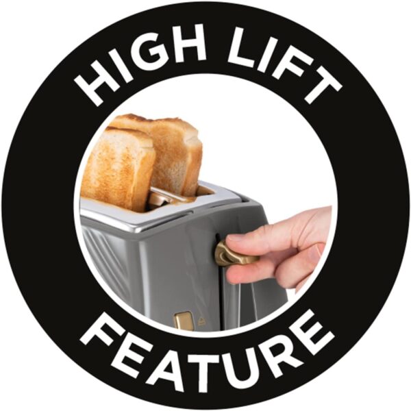 Russell Hobbs Groove Grey 2 Slice 850W Toaster - Image 3