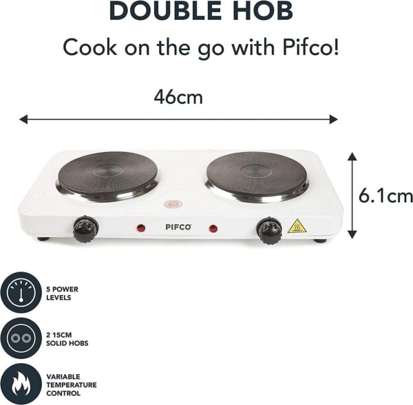 Pifco Double Hob Electric Hot Plate 2000W - Image 3