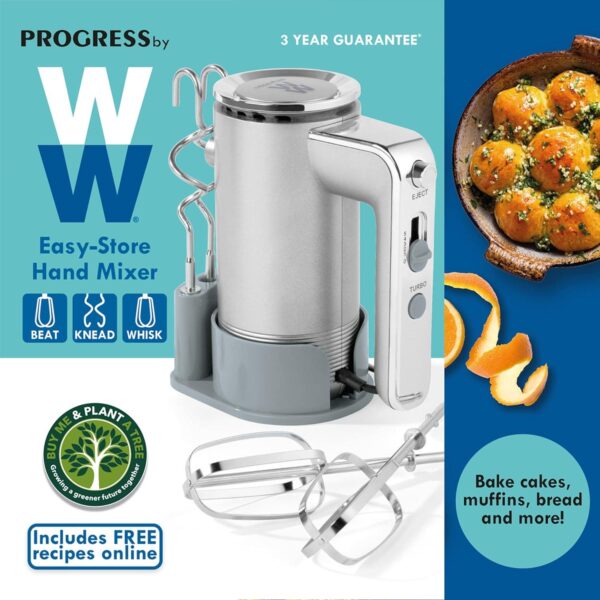Progress WW Hand Mixer Easy-Store Dough Hooks & Mixing Beaters 300 W - Image 3
