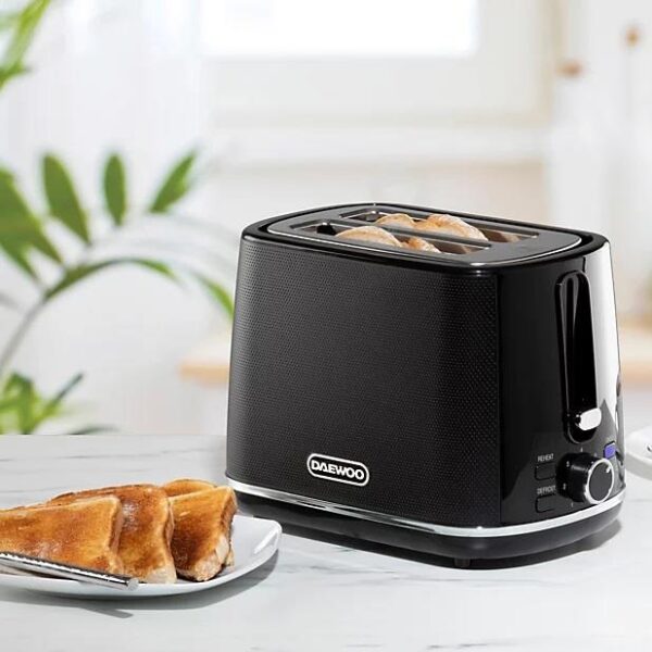 Daewoo Stirling 2 Slice Toaster Black SDA2627 - Image 2
