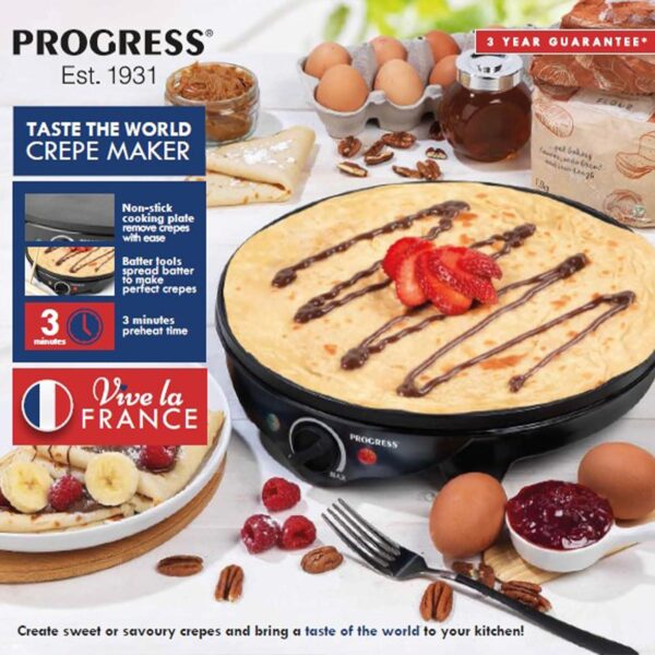 Progress Crepe Maker – Electric Pancake Machine, 30 cm Non-Stick - Image 2