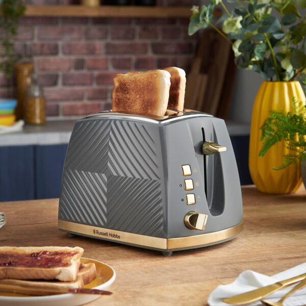 Russell Hobbs Groove Grey 2 Slice 850W Toaster - Image 5