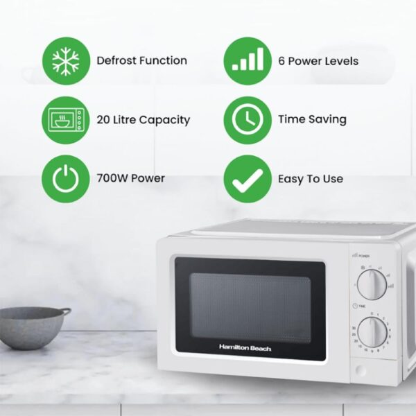 Hamilton Beach Microwave 700W 20 Litre White HB70T20W - Image 3