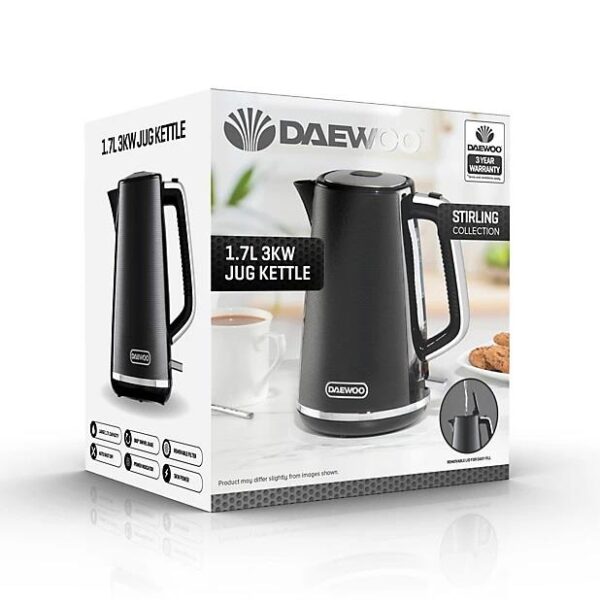 Daewoo Stirling 1.7L Electric Jug Kettle 3000w Black SDA2630 - Image 2